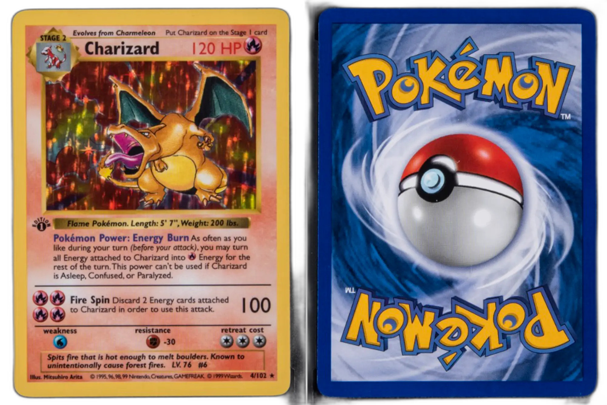 Pokémon Charizard -kortti ja Pokéball-lisäkortti